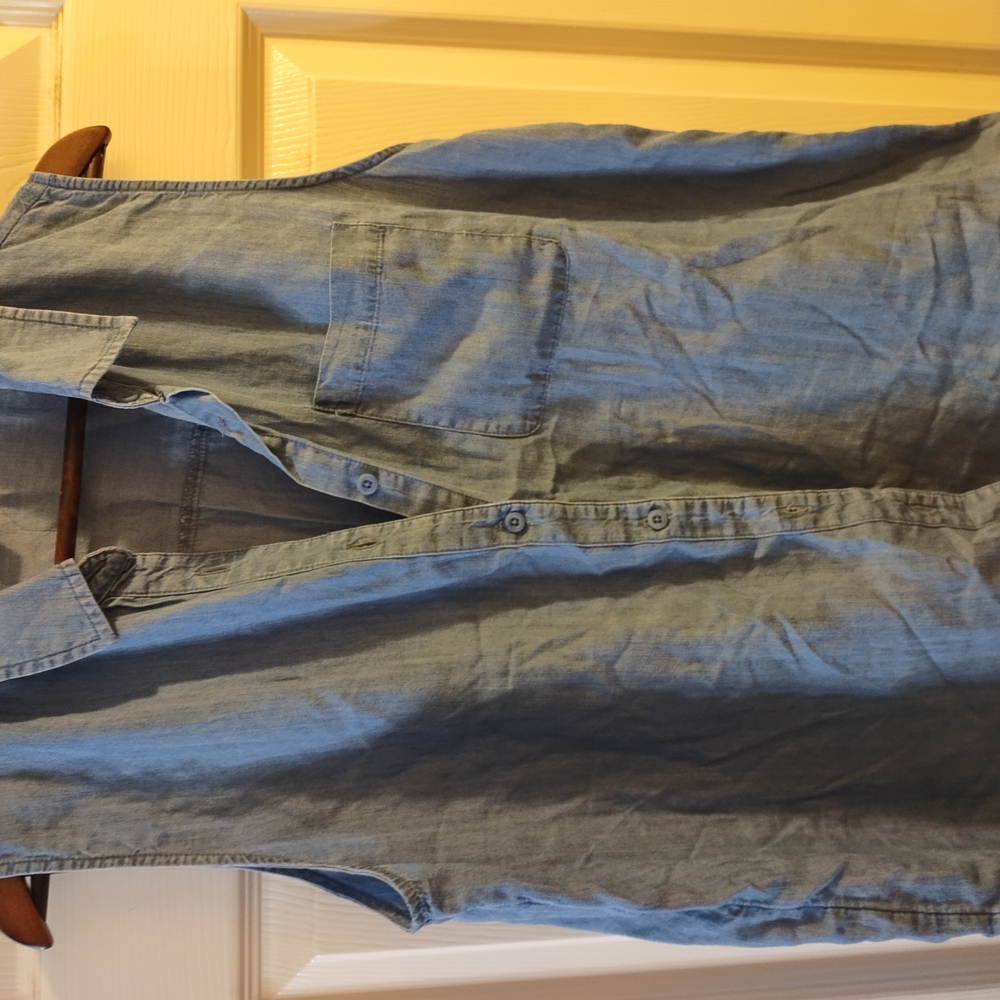 Denim Sleeveless Button-Up Shirt